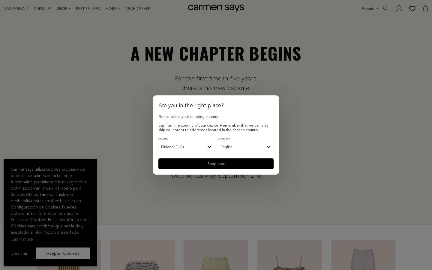 CARMEN SAYS homepage screenshot