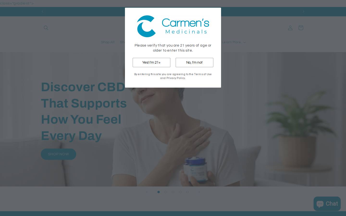 carmensmedicinals.com homepage screenshot