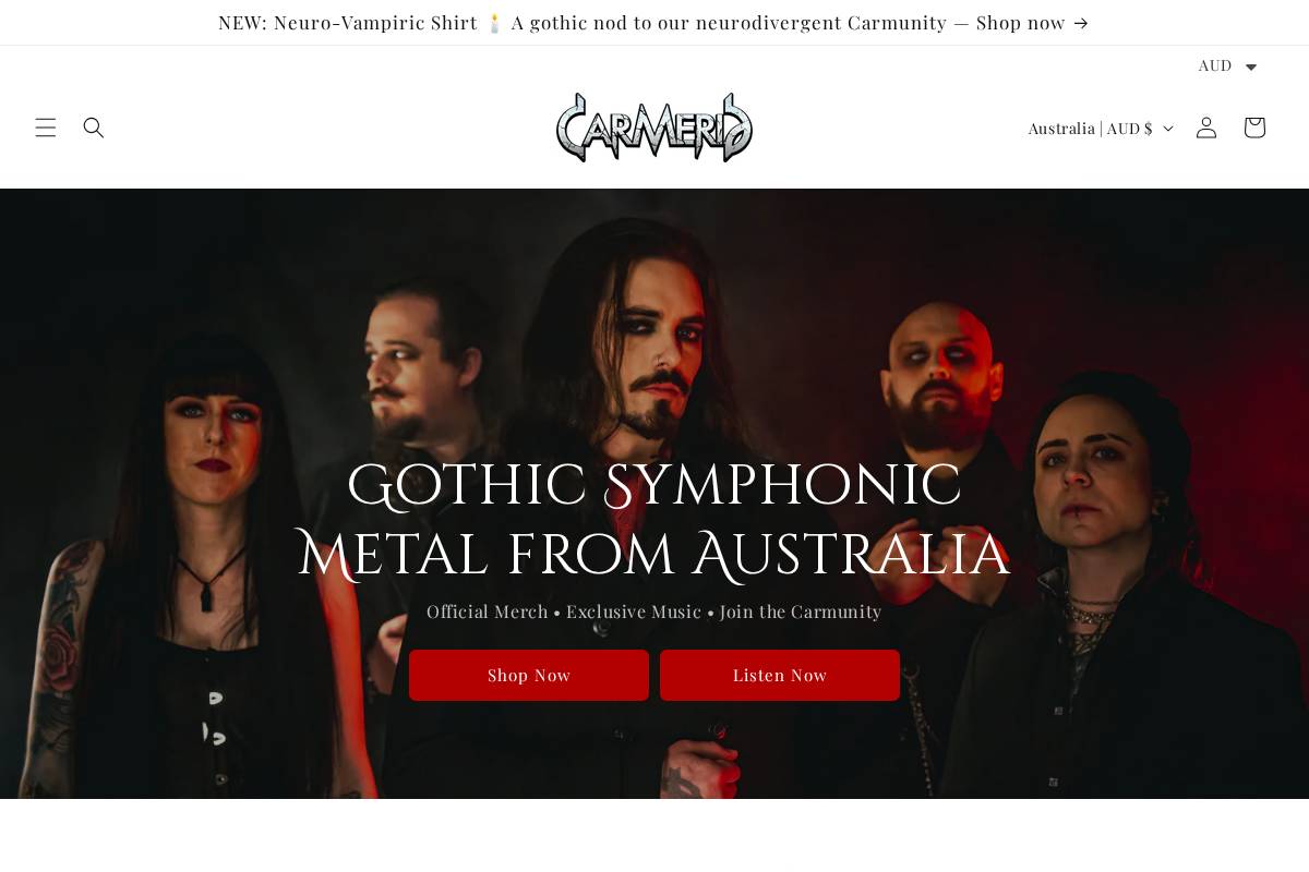 carmeriashop.com homepage screenshot