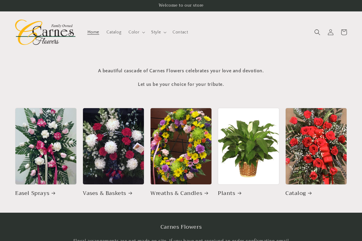 carnesflowers.com homepage screenshot