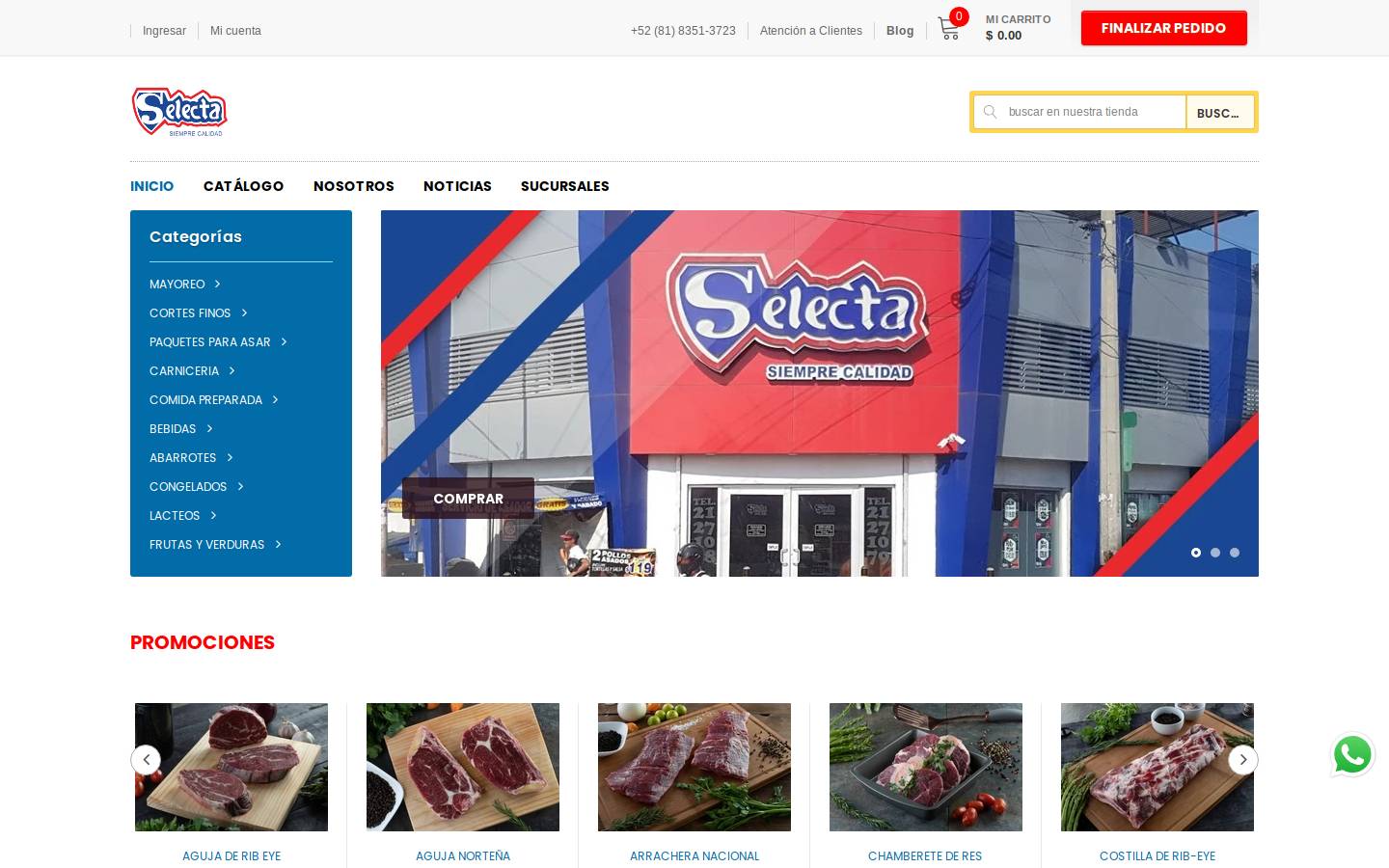 carnesselecta.com homepage screenshot