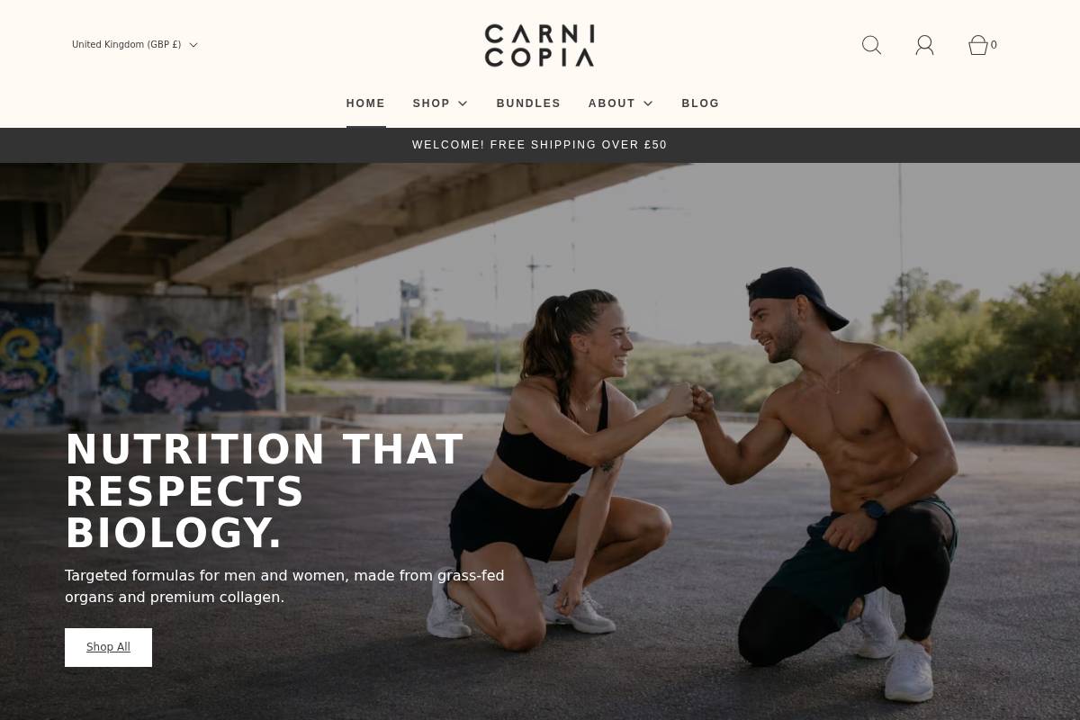 carnicopia.co.uk homepage screenshot