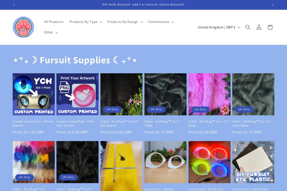 Carniv Creations homepage screenshot