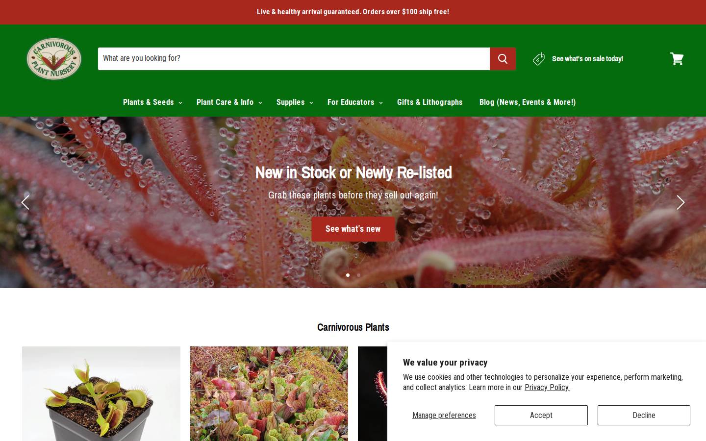 carnivorousterrarium.com homepage screenshot