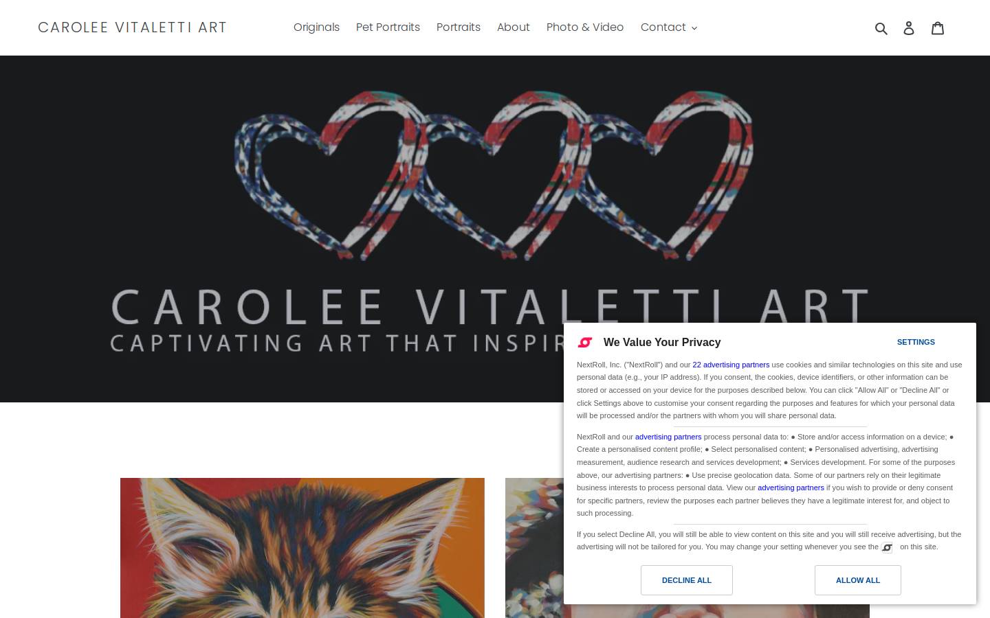 caroleevitalettiart.com homepage screenshot