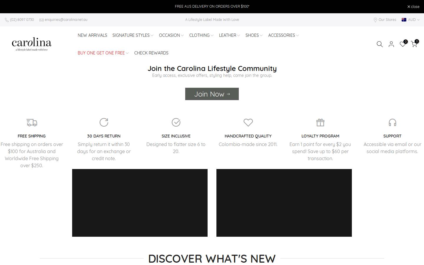carolina.net.au homepage screenshot