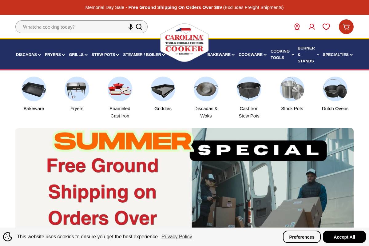 carolinacooker.com homepage screenshot