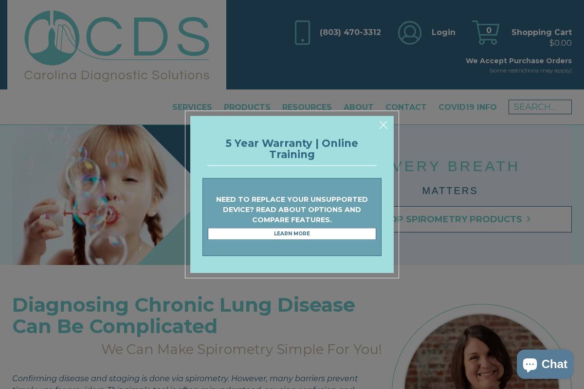 carolinadiagnosticsolutions.com homepage screenshot