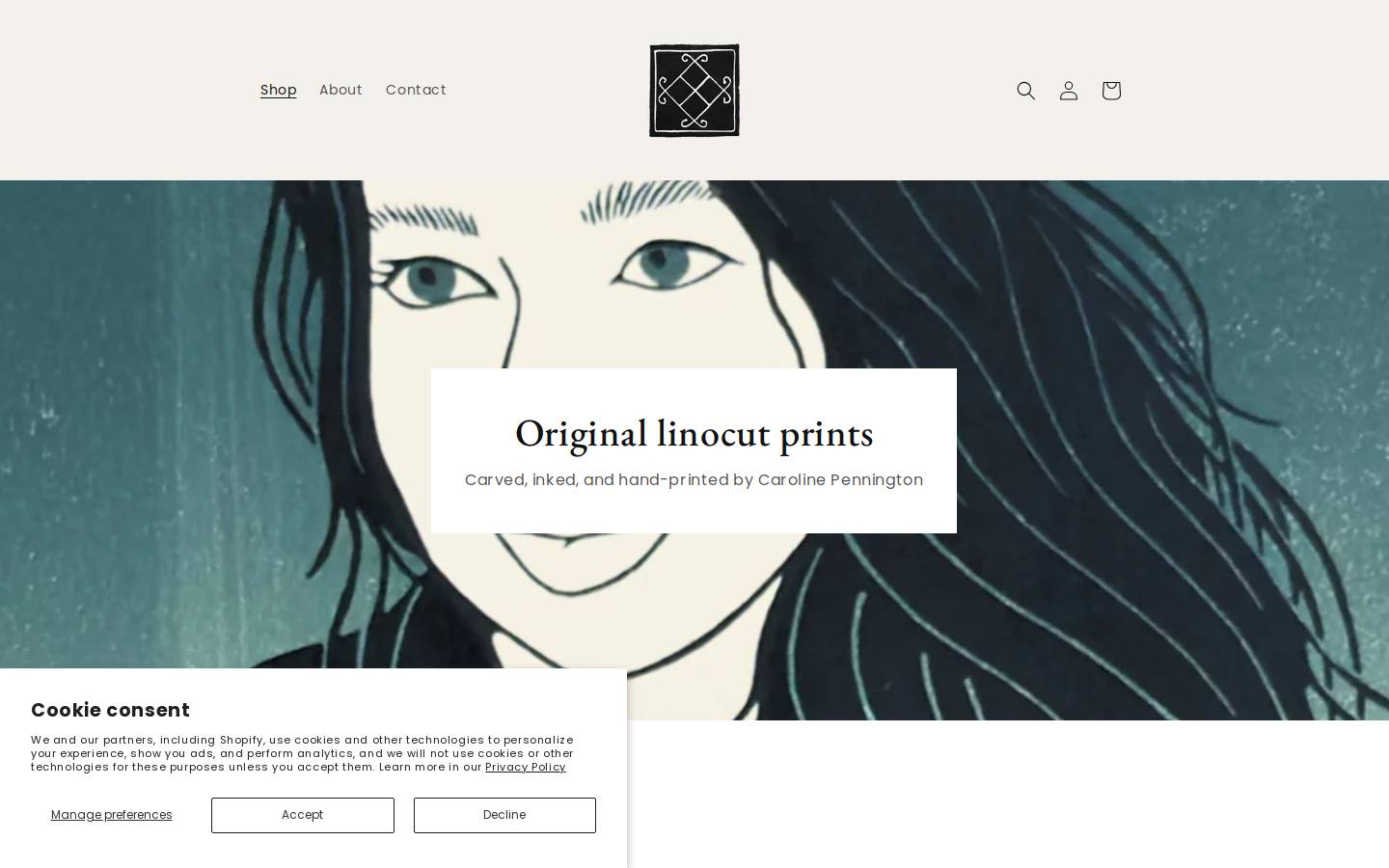 carolinepenningtonpaper.com homepage screenshot