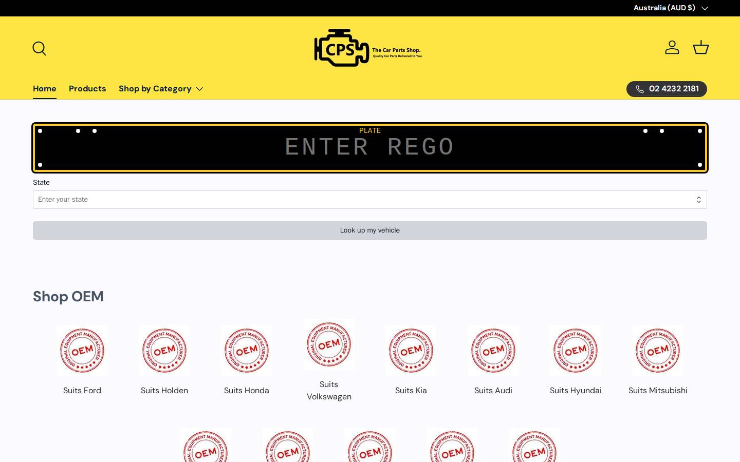 carpartsshop.com.au homepage screenshot