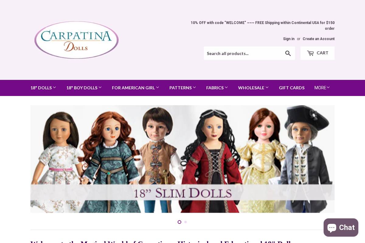 carpatina-dolls.com homepage screenshot