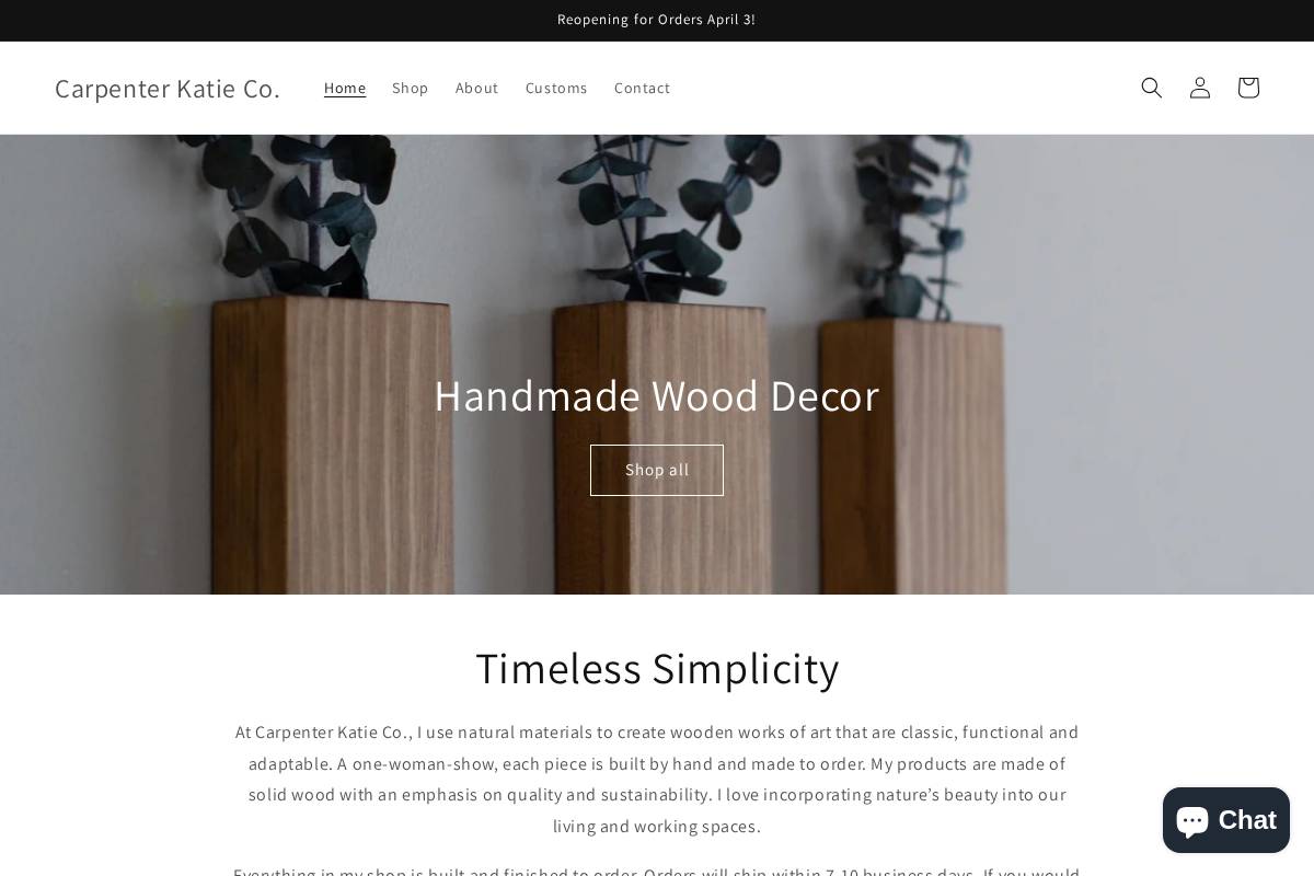 carpenterkatie.co homepage screenshot