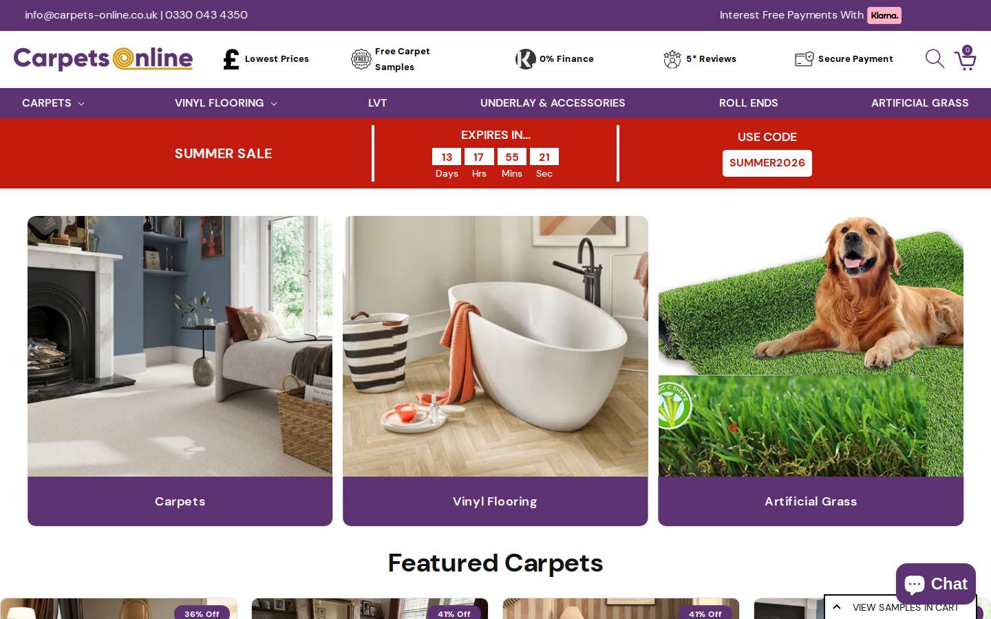 Carpets Online homepage screenshot