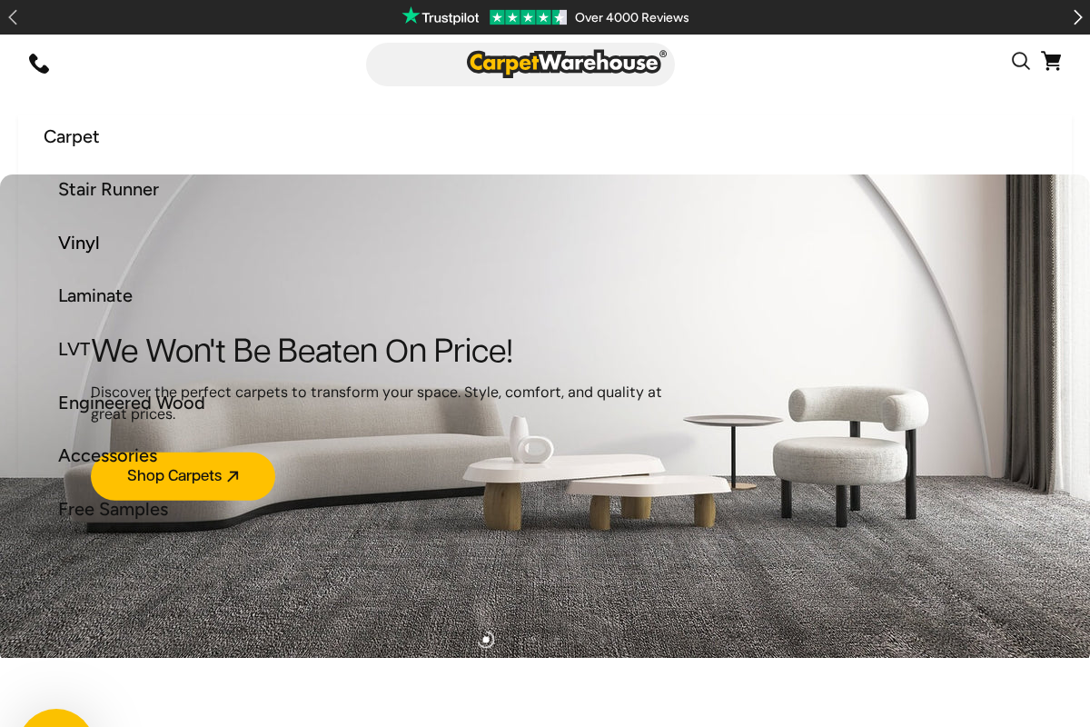carpetwarehouse.co.uk homepage screenshot