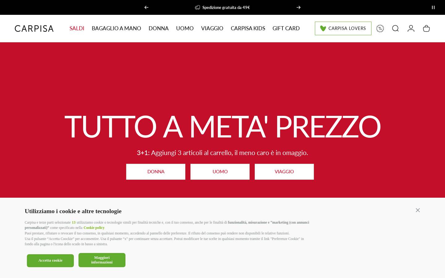 carpisa.it homepage screenshot