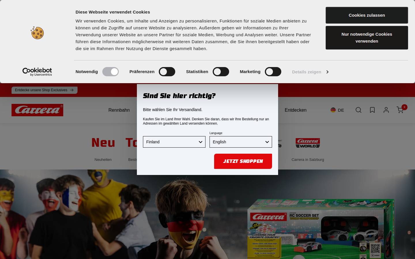 Carrera of America homepage screenshot