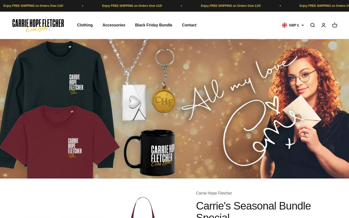 carriehopefletcher.shop homepage screenshot