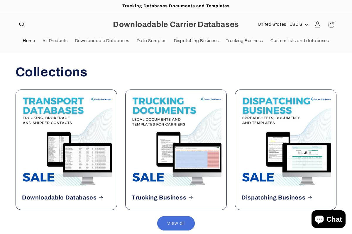 carrierdatabases.com homepage screenshot