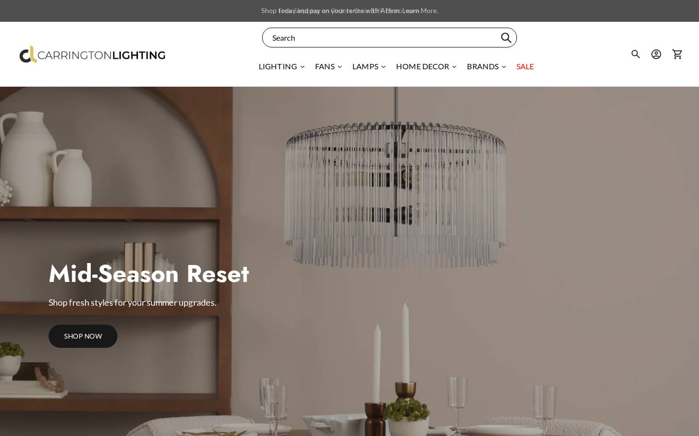 carringtonlighting.com homepage screenshot