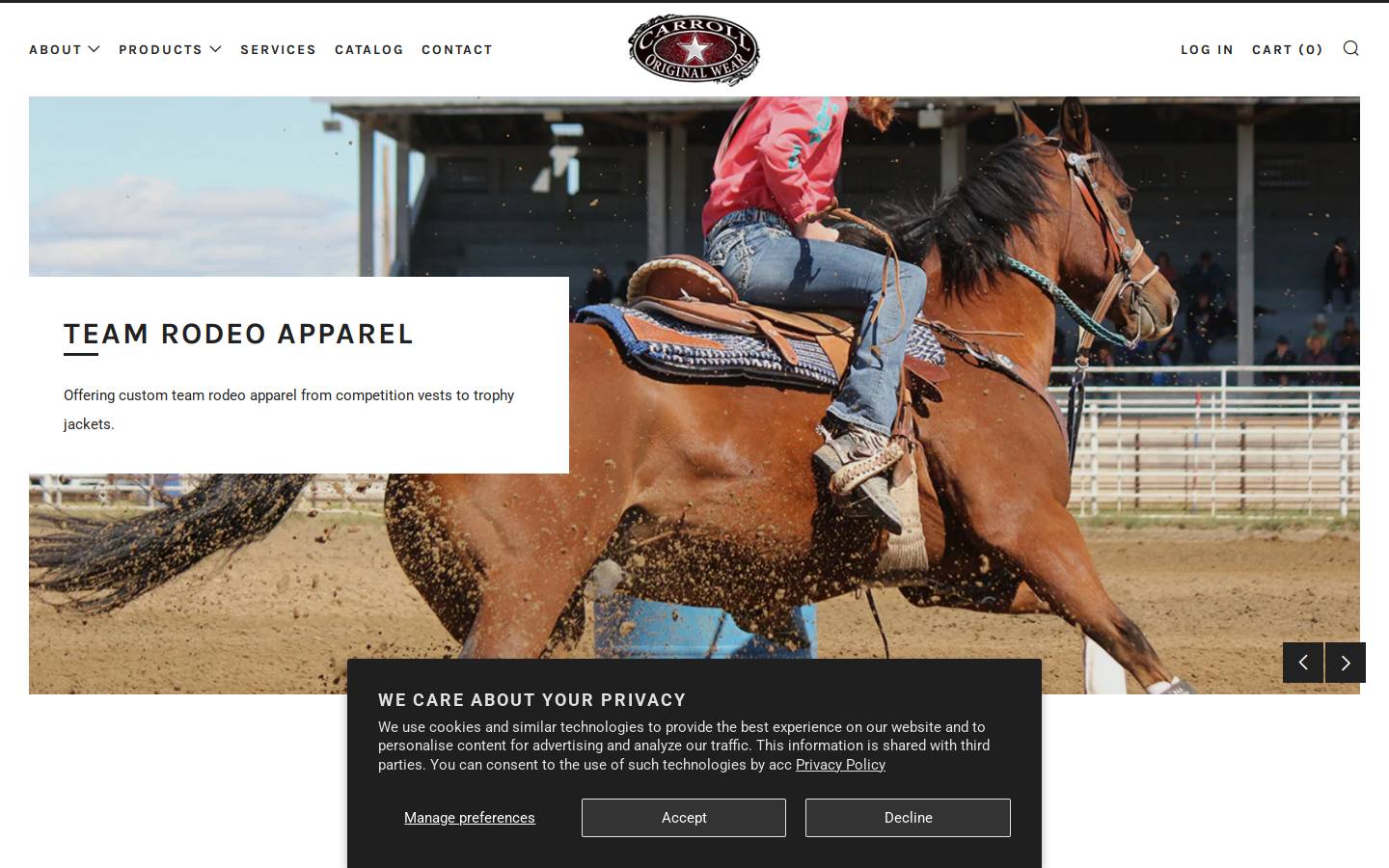 carrolloriginalwear.com homepage screenshot