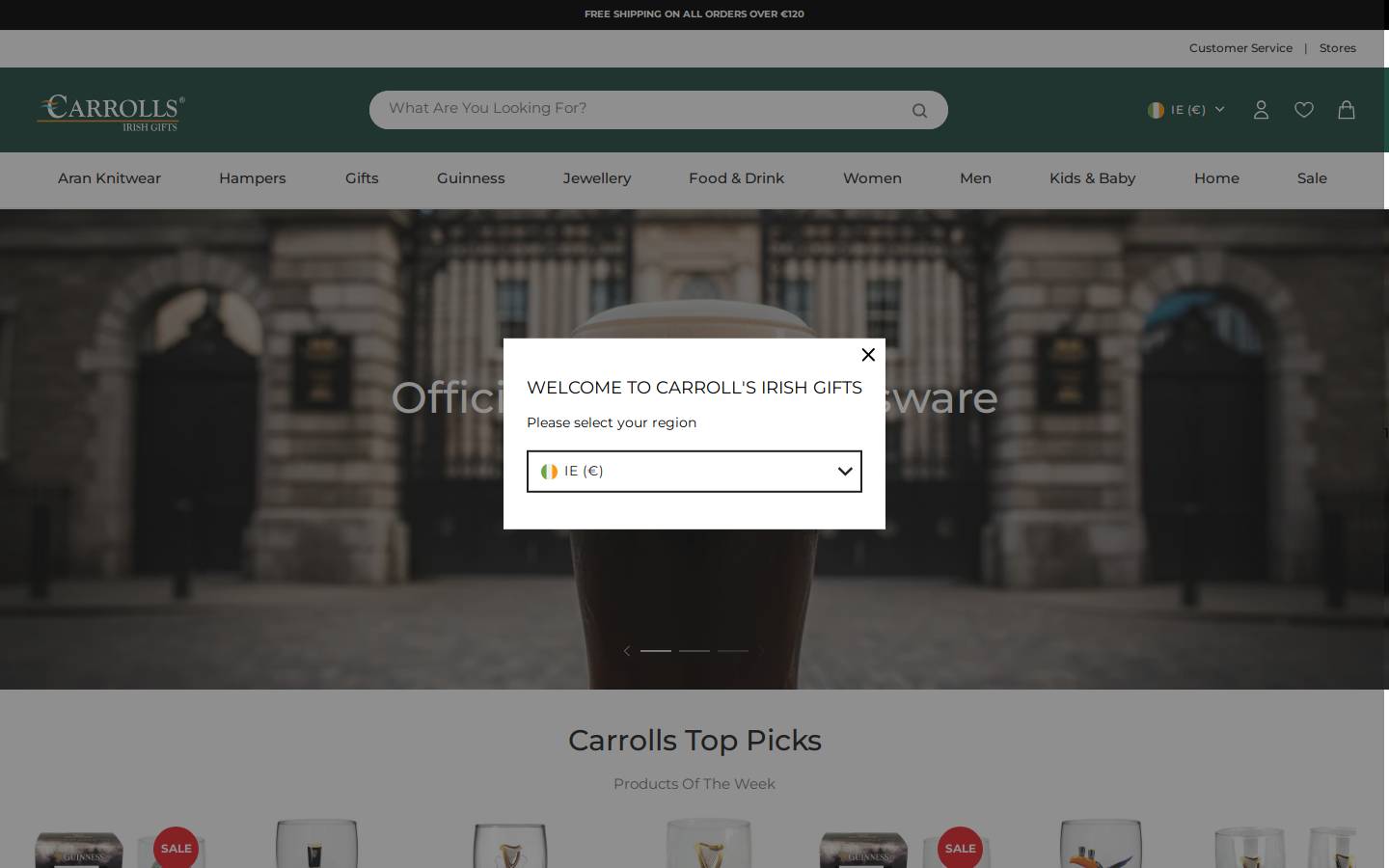 Carrolls Irish Gifts homepage screenshot