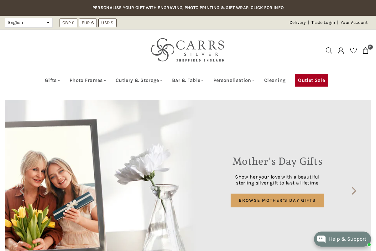 carrs-silver.co.uk homepage screenshot