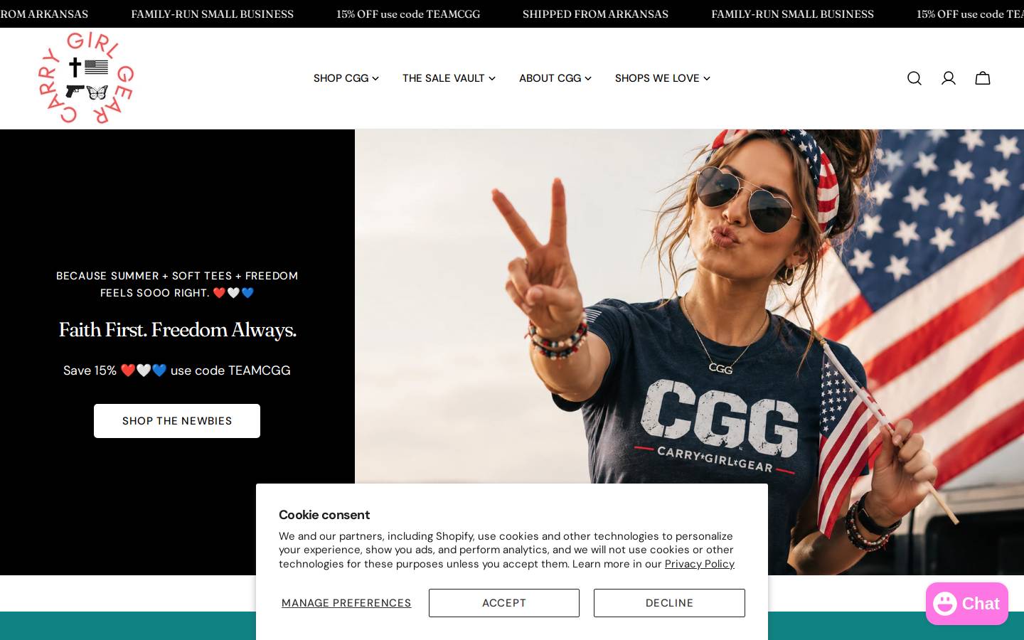 carrygirlgear.com homepage screenshot