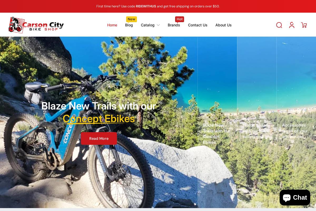 carsoncitybikeshop.com homepage screenshot