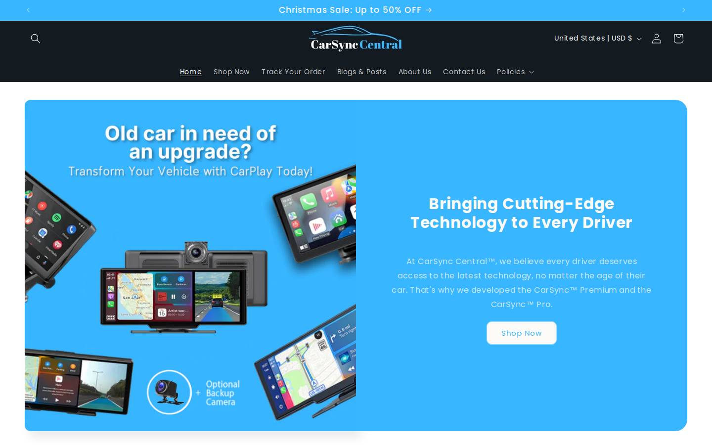 carsynccentral.com homepage screenshot