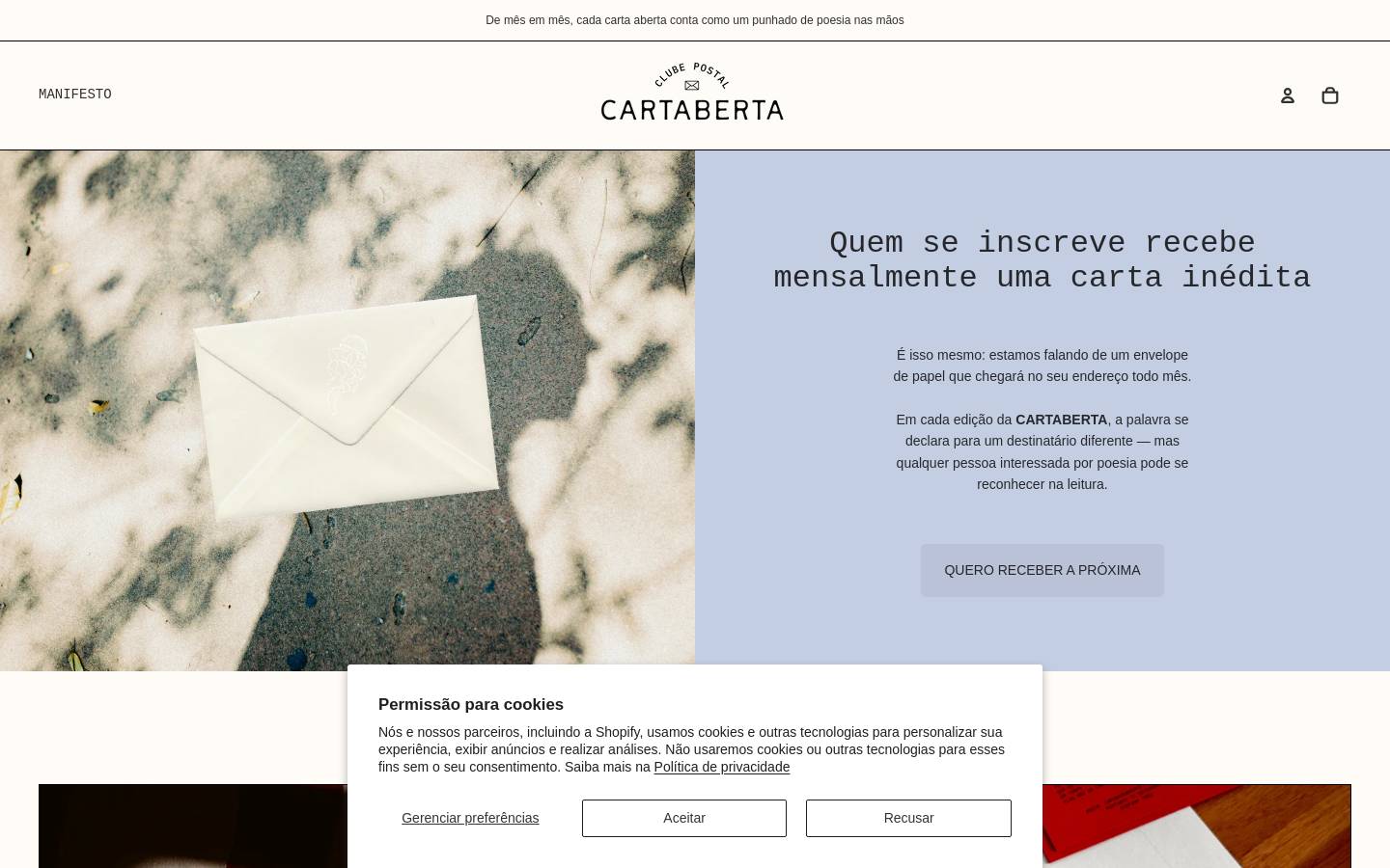 cartaberta.com homepage screenshot