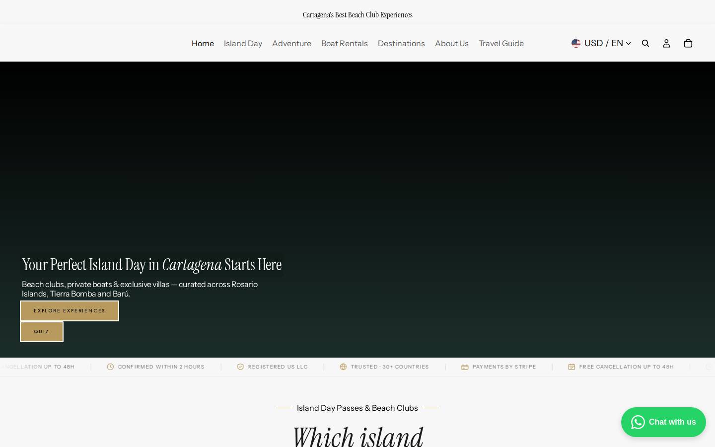 cartagenadaytours.com homepage screenshot