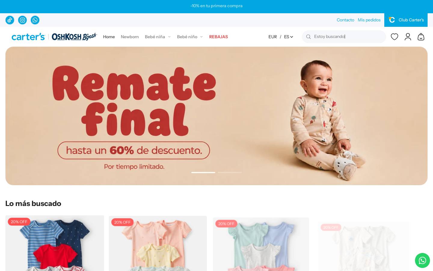 Carter's España homepage screenshot