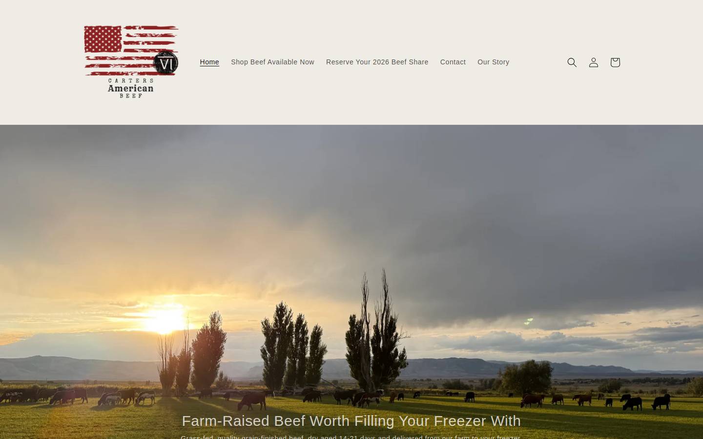 cartersamericanbeef.com homepage screenshot