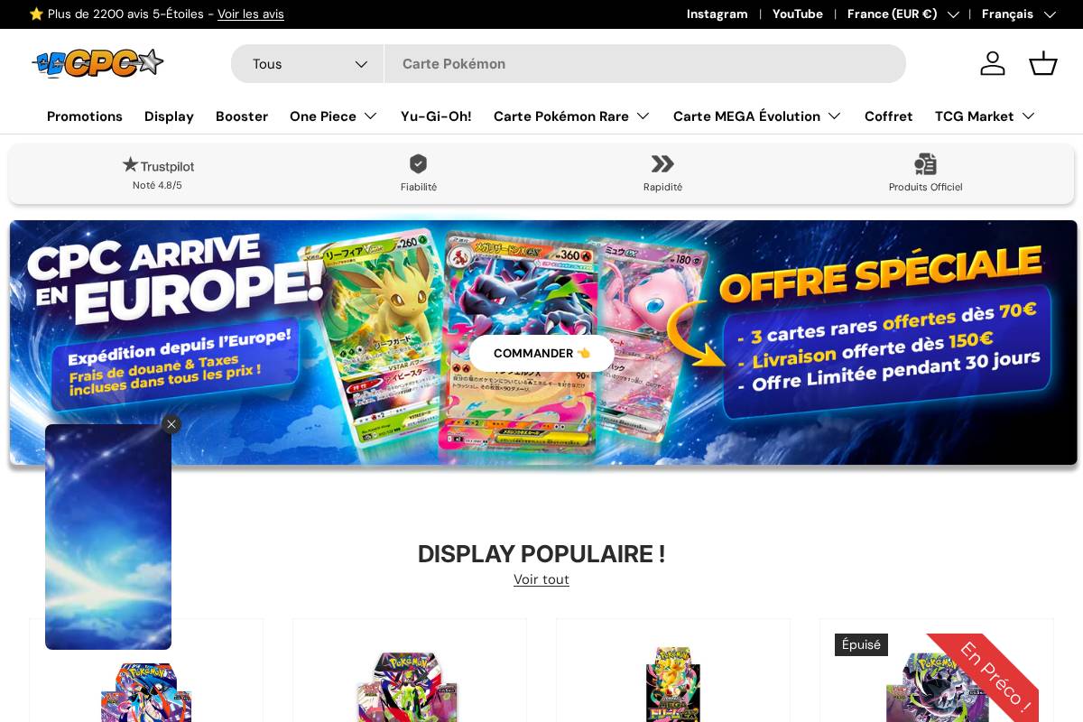 Cartes Pokémon homepage screenshot