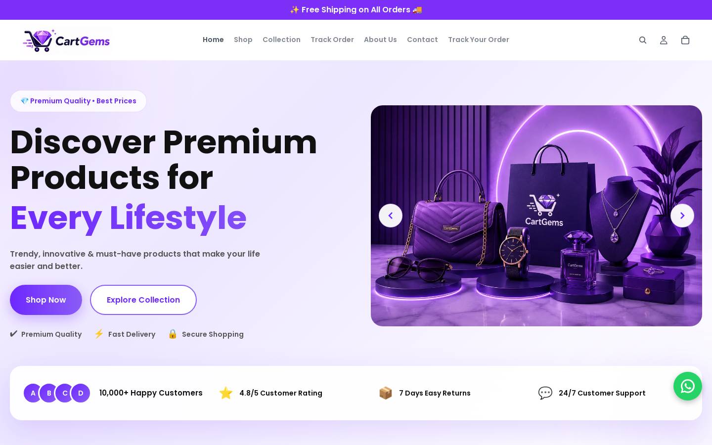cartgems.com homepage screenshot