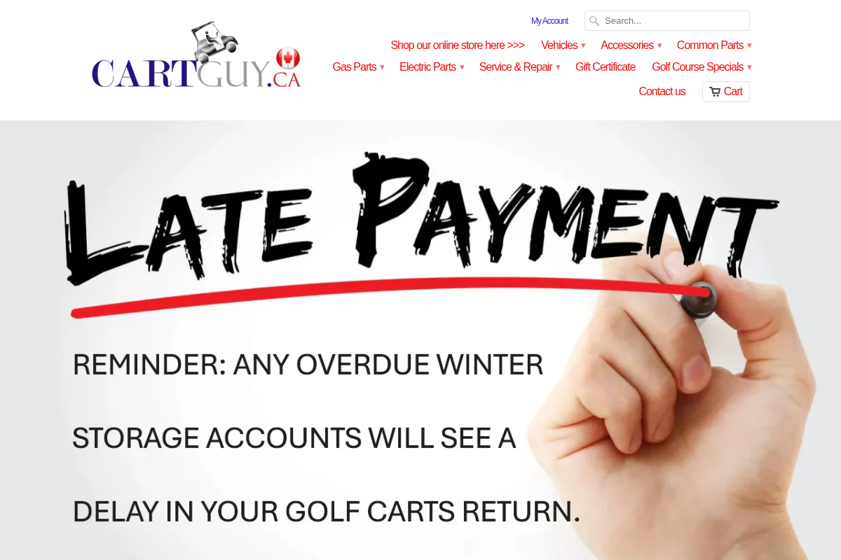 Cartguy.ca Golf Cart Club Car Ezgo Yamaha Dealer Service and Repair, Rentals Parts Nivel Parts Madjax homepage screenshot