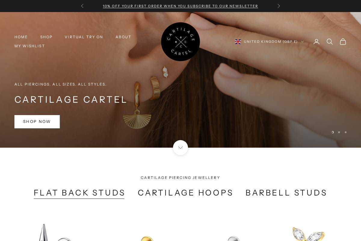 Cartilagecartel homepage screenshot