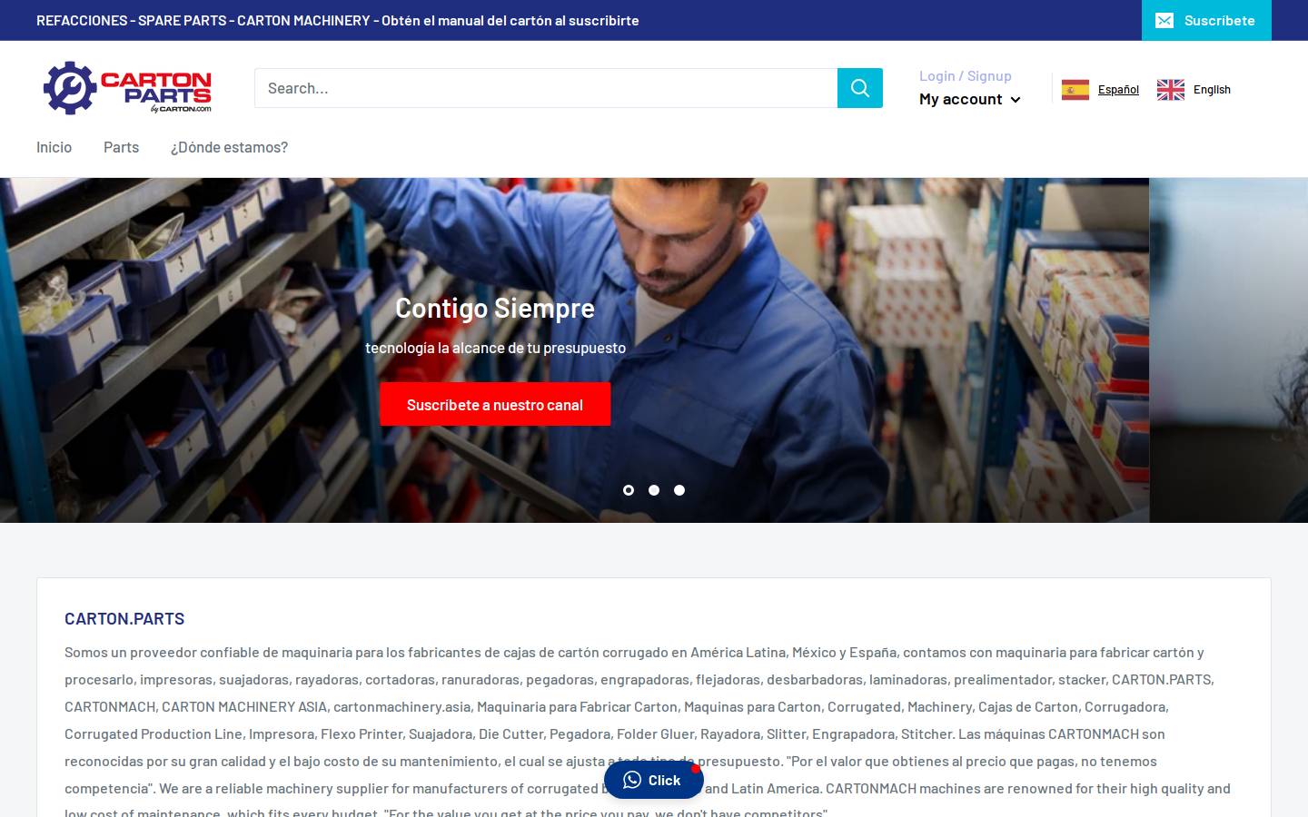 cartonmach.parts homepage screenshot