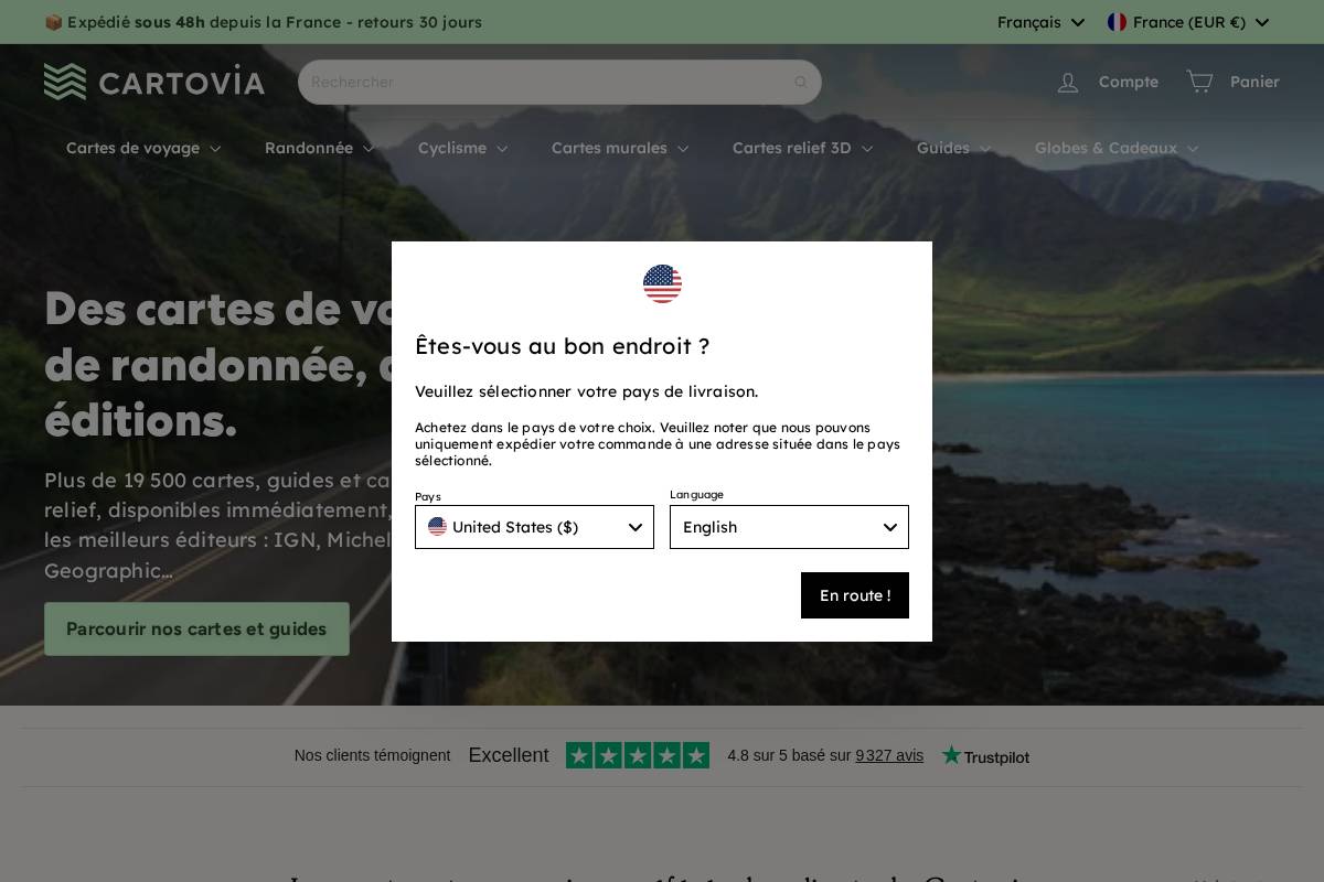Cartovia homepage screenshot
