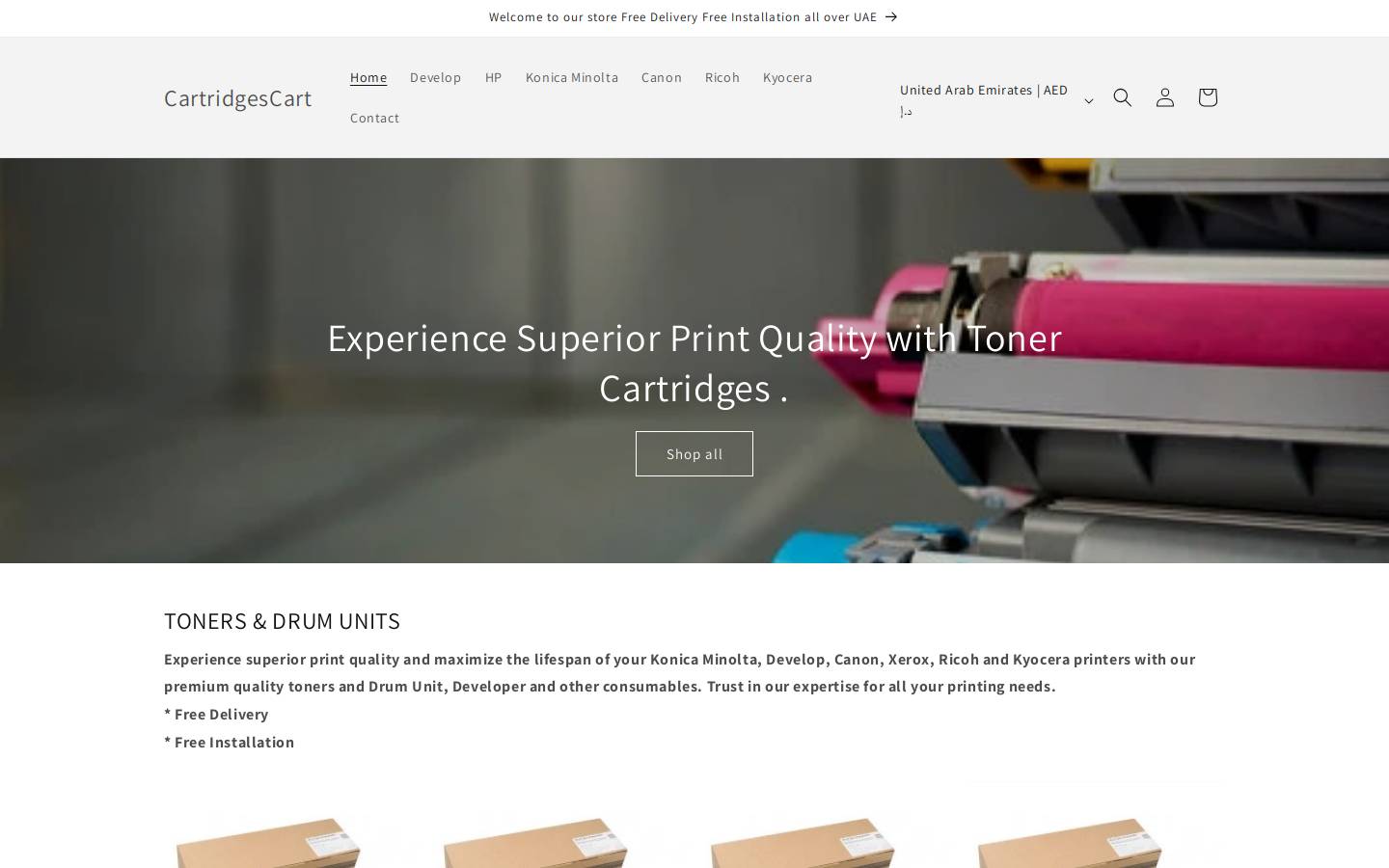 cartridgescart.com homepage screenshot