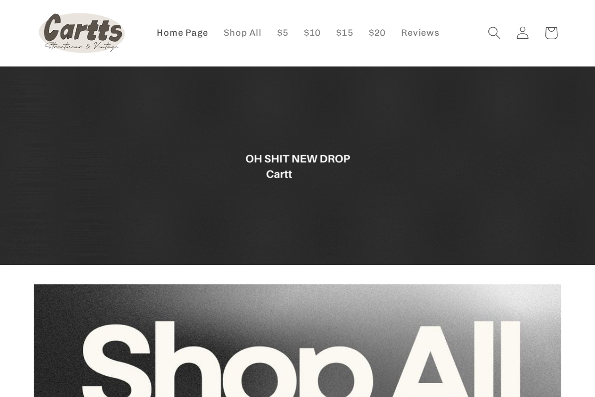 Cartts Streetwear&Vintage homepage screenshot