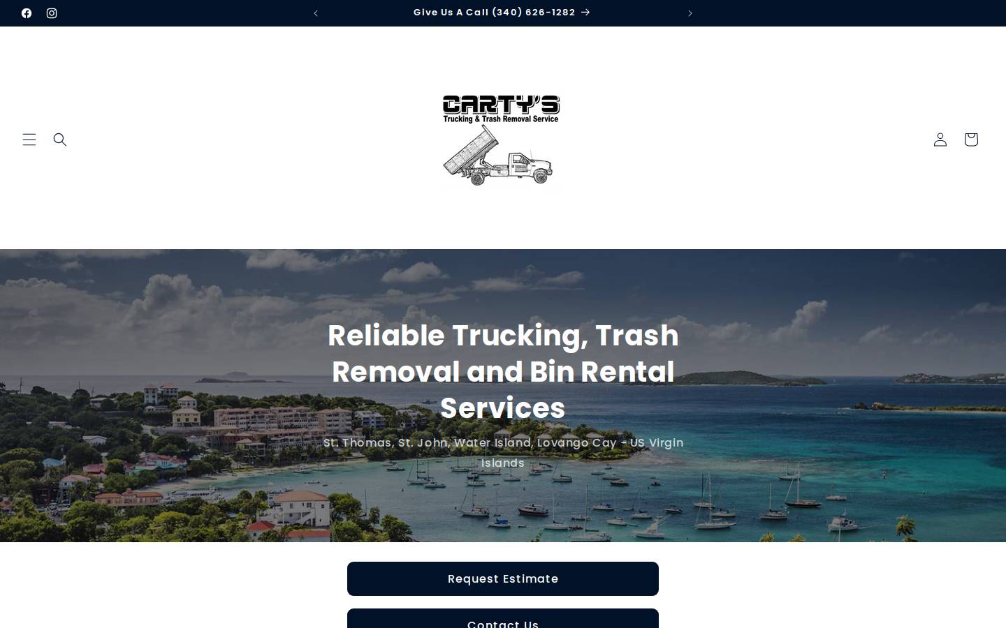 cartystruckingvi.com homepage screenshot