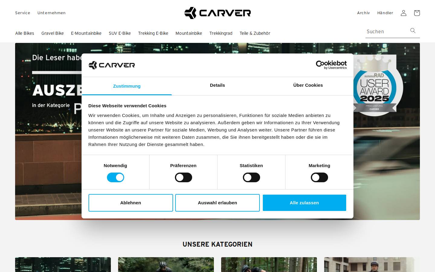 carver.de homepage screenshot