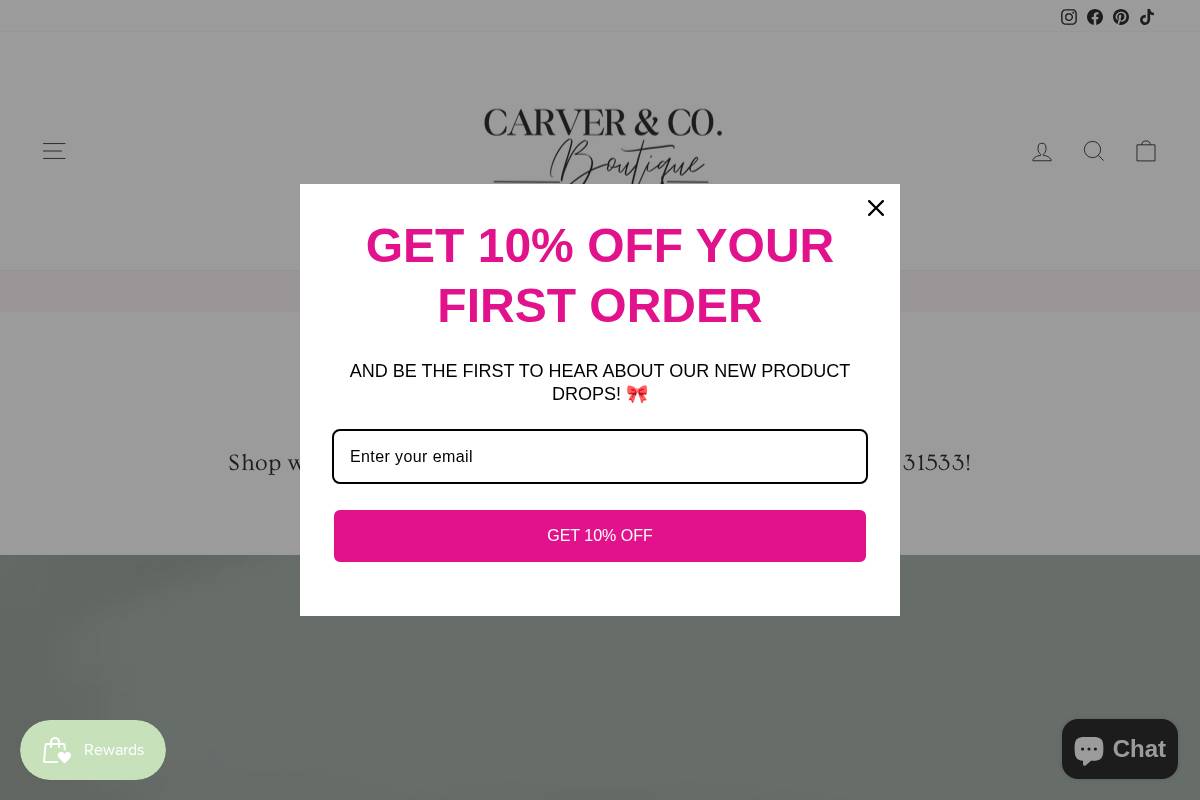 carverandcoboutique.com homepage screenshot