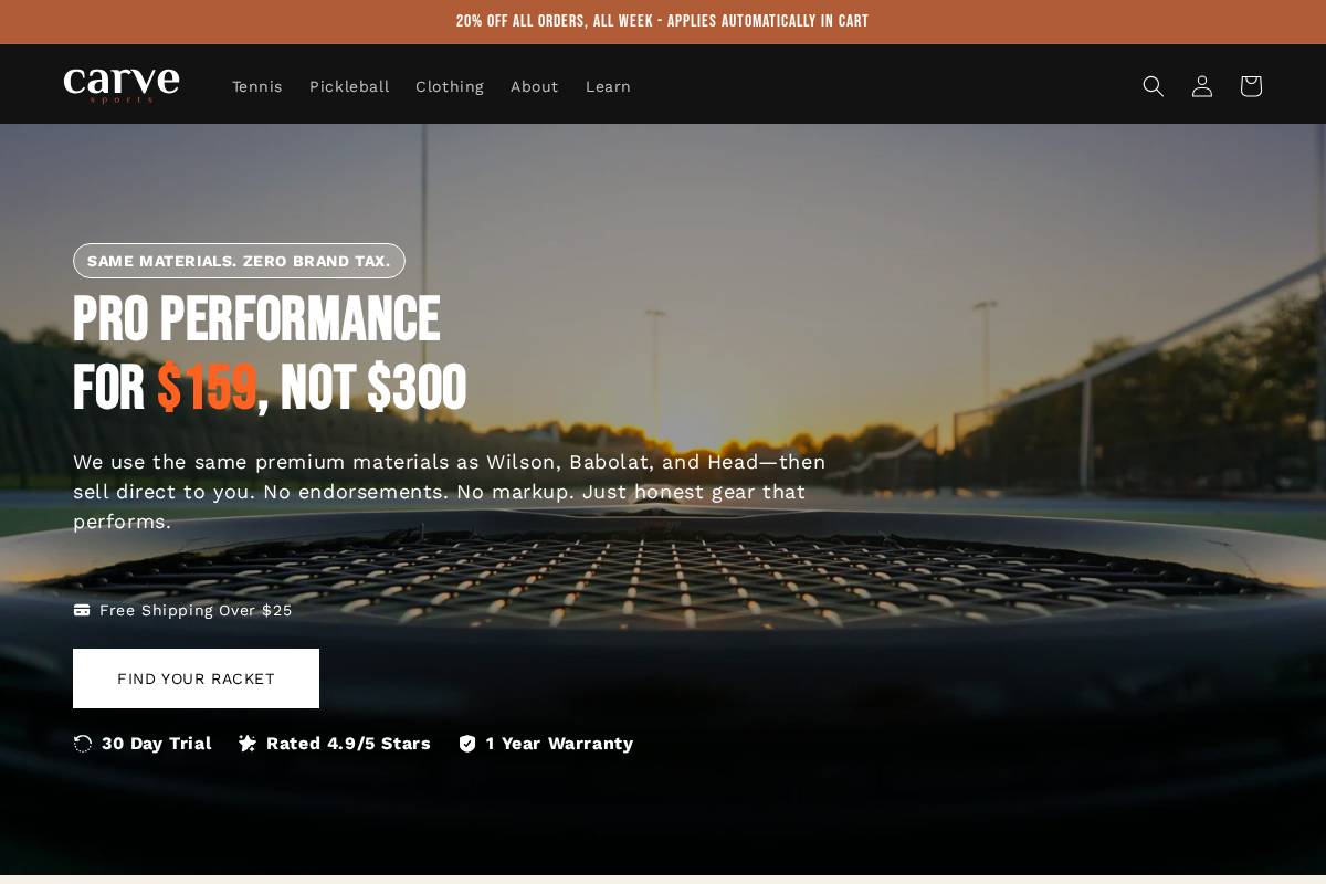 carvesports.co homepage screenshot