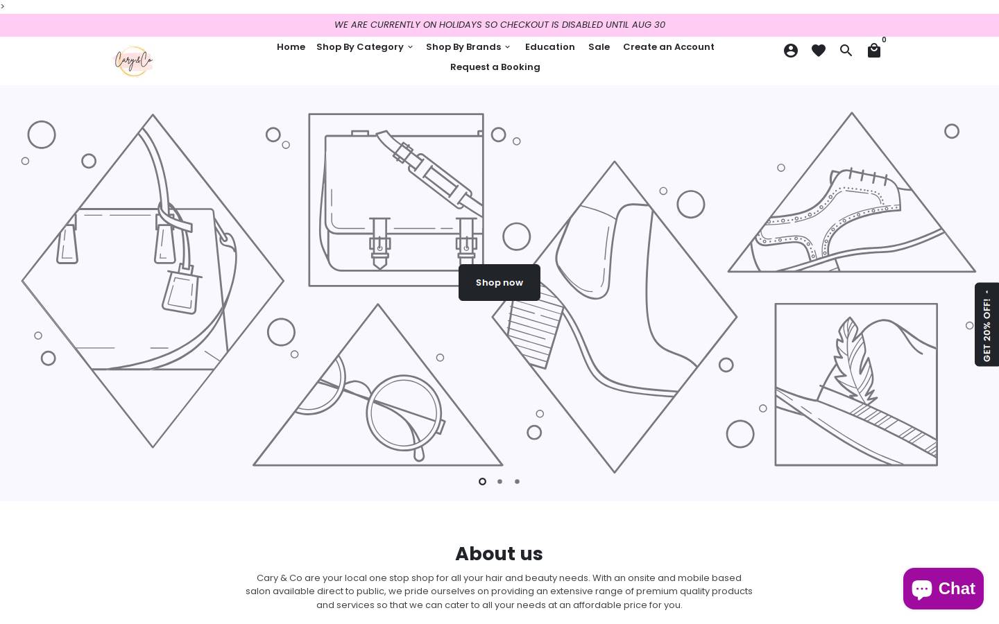 carybeautysupplies.com homepage screenshot