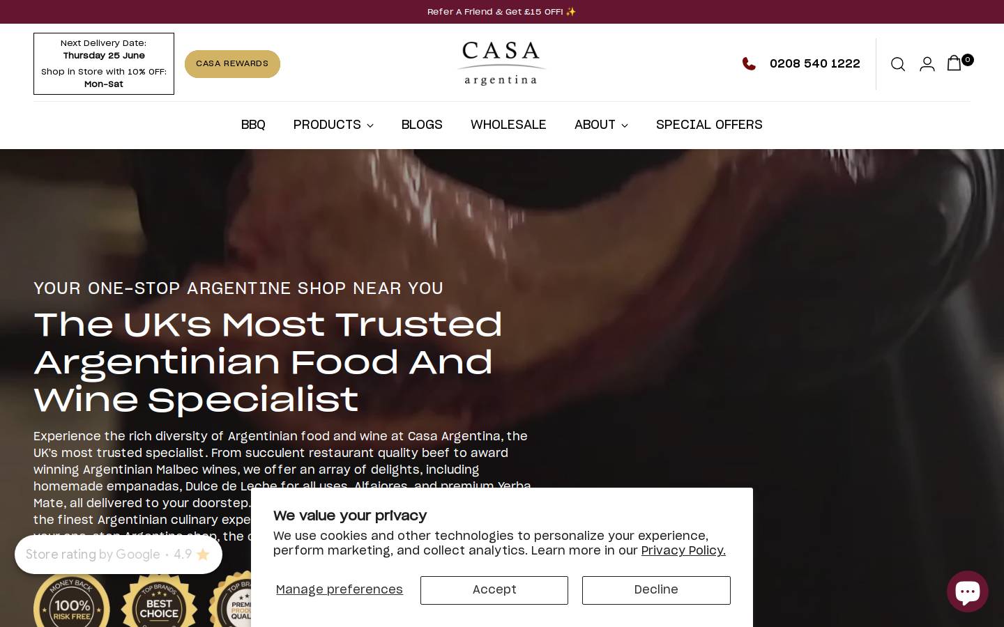 Casa Argentina Limited homepage screenshot
