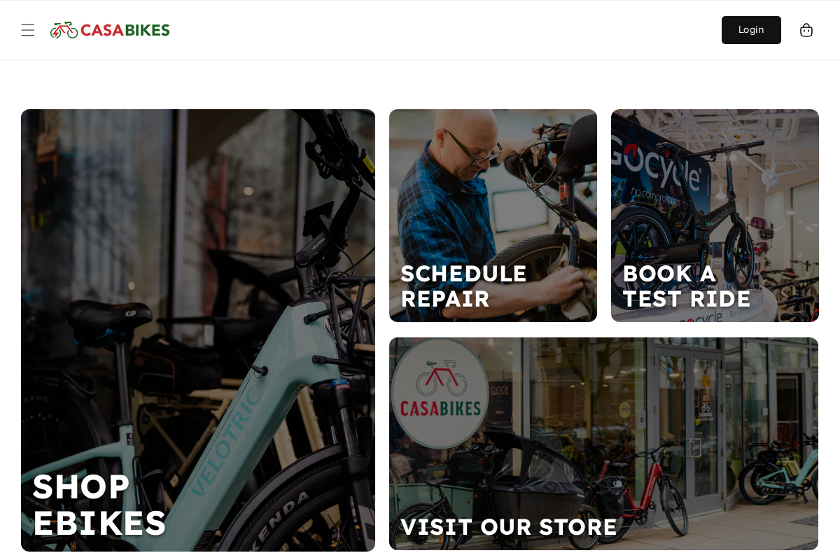 CasaBikes homepage screenshot