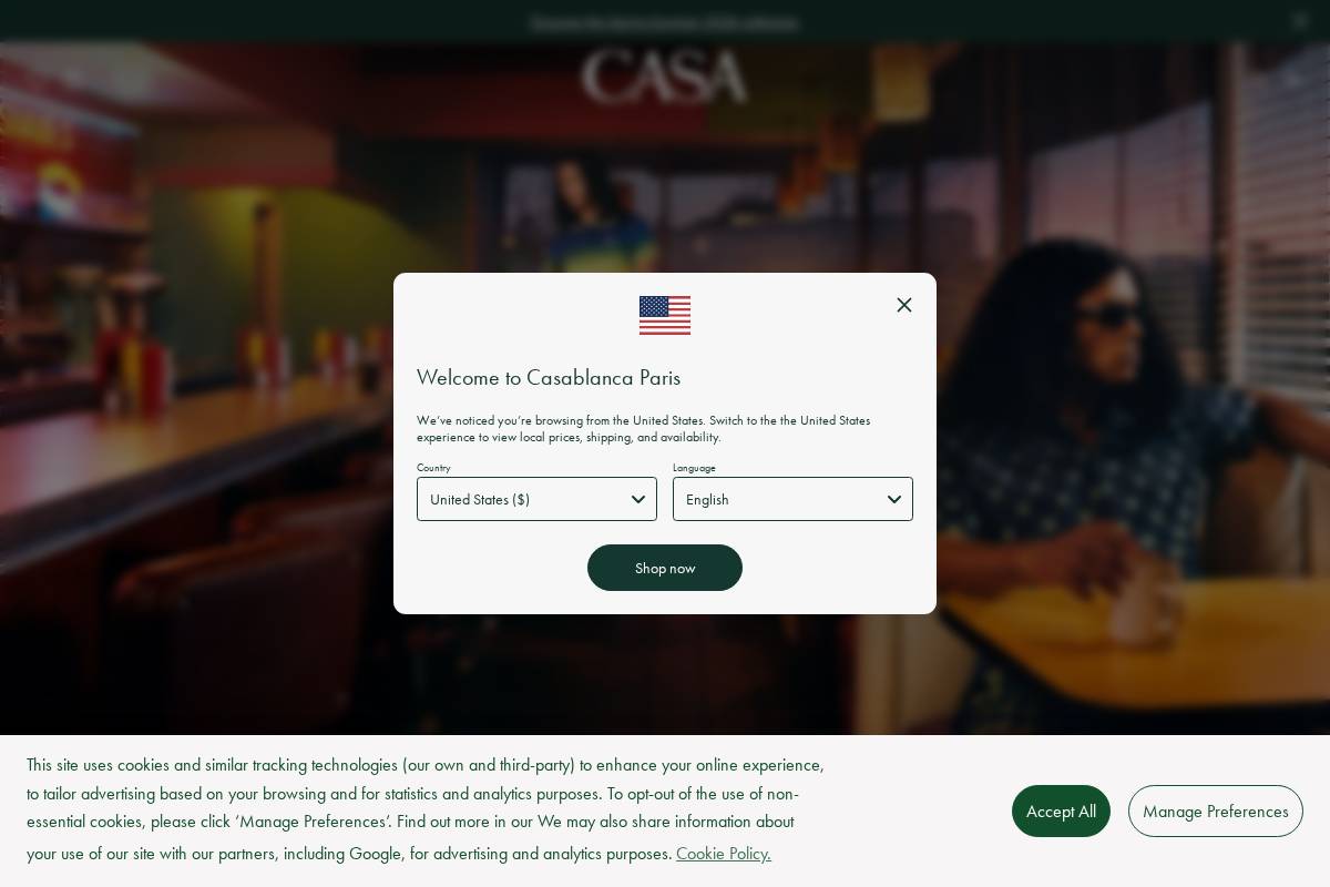 Casablanca Paris homepage screenshot