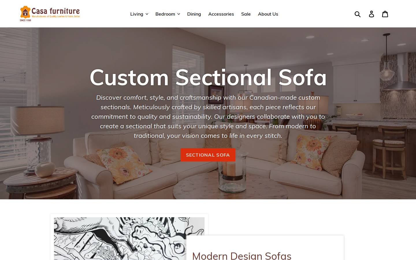 casafurniture.ca homepage screenshot